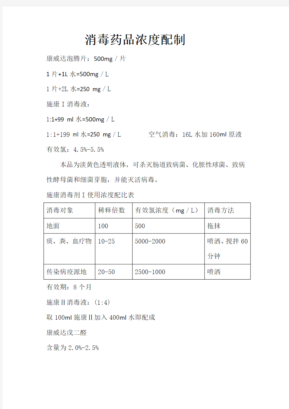 消毒液使用说明