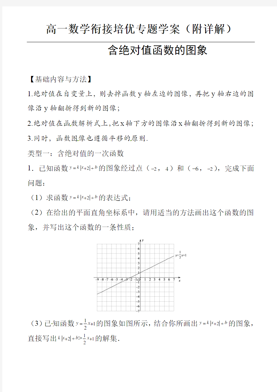 含绝对值函数的图象 0