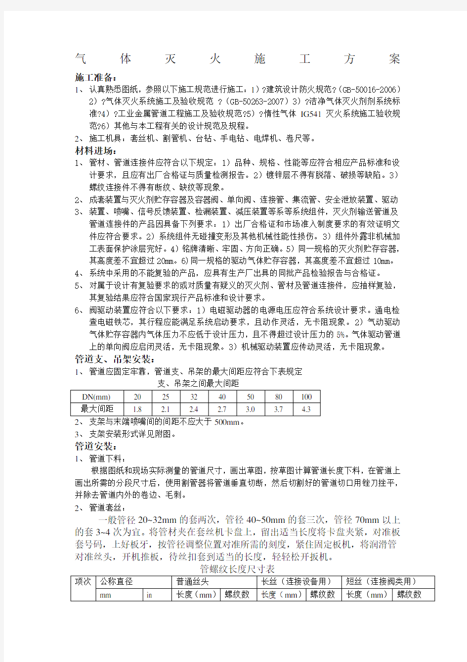 IG541气体灭火系统施工方案