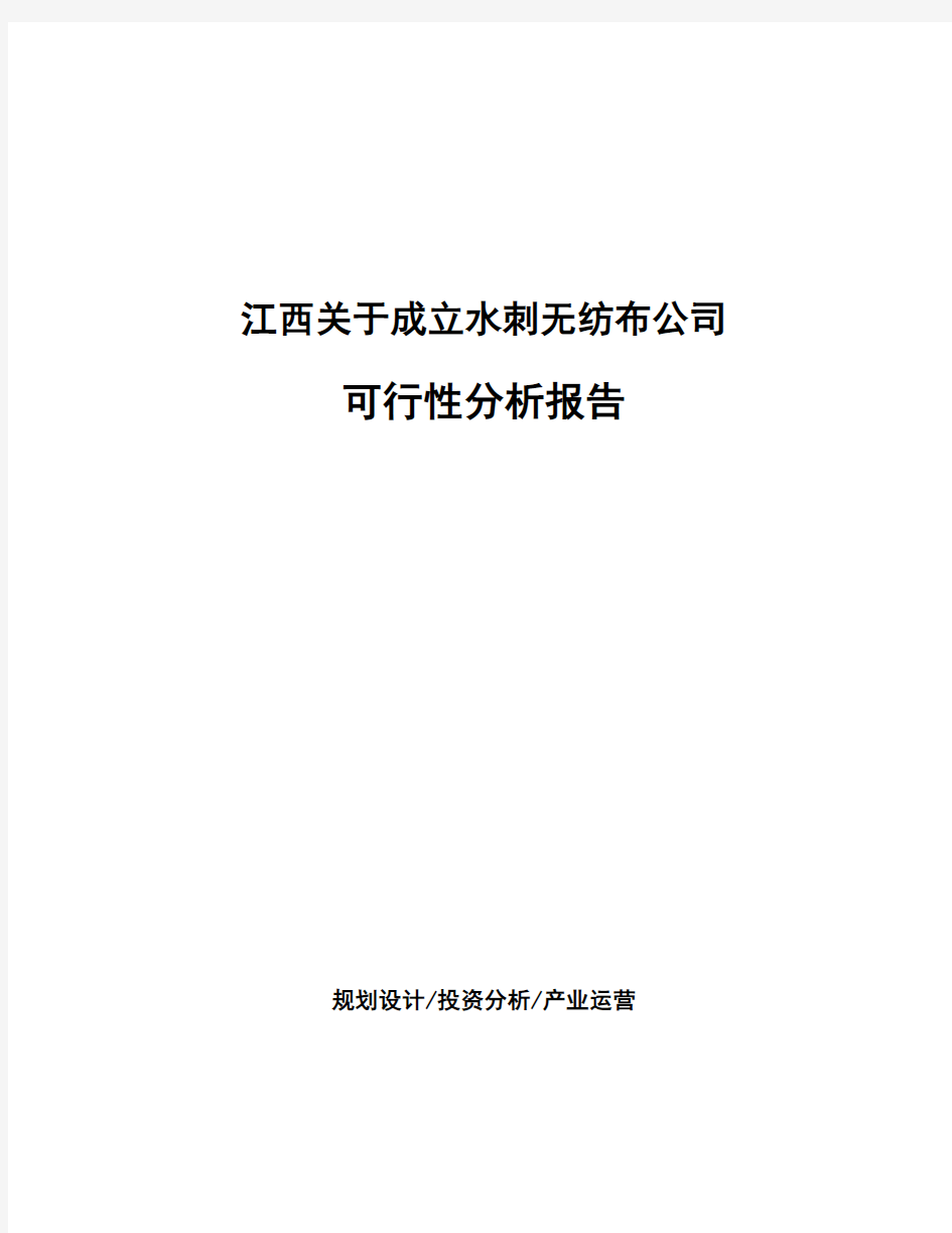 江西关于成立水刺无纺布公司可行性分析报告