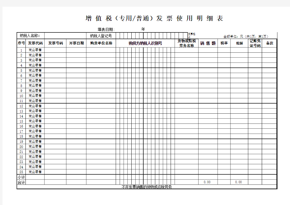 增值税发票明细表