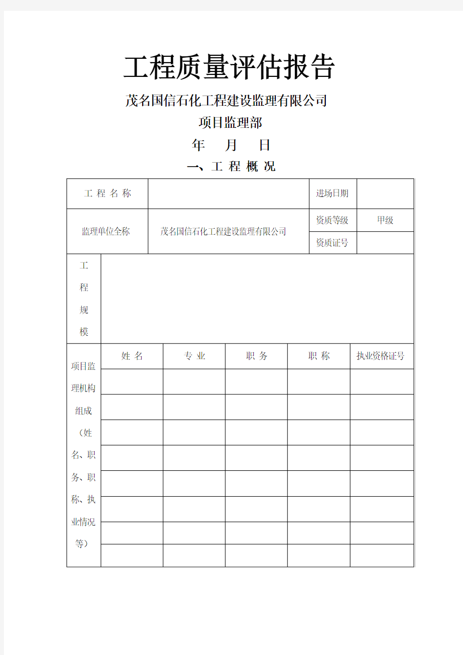 项目质量评估报告