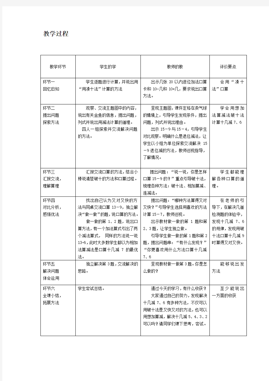 十几减7、6退位减法