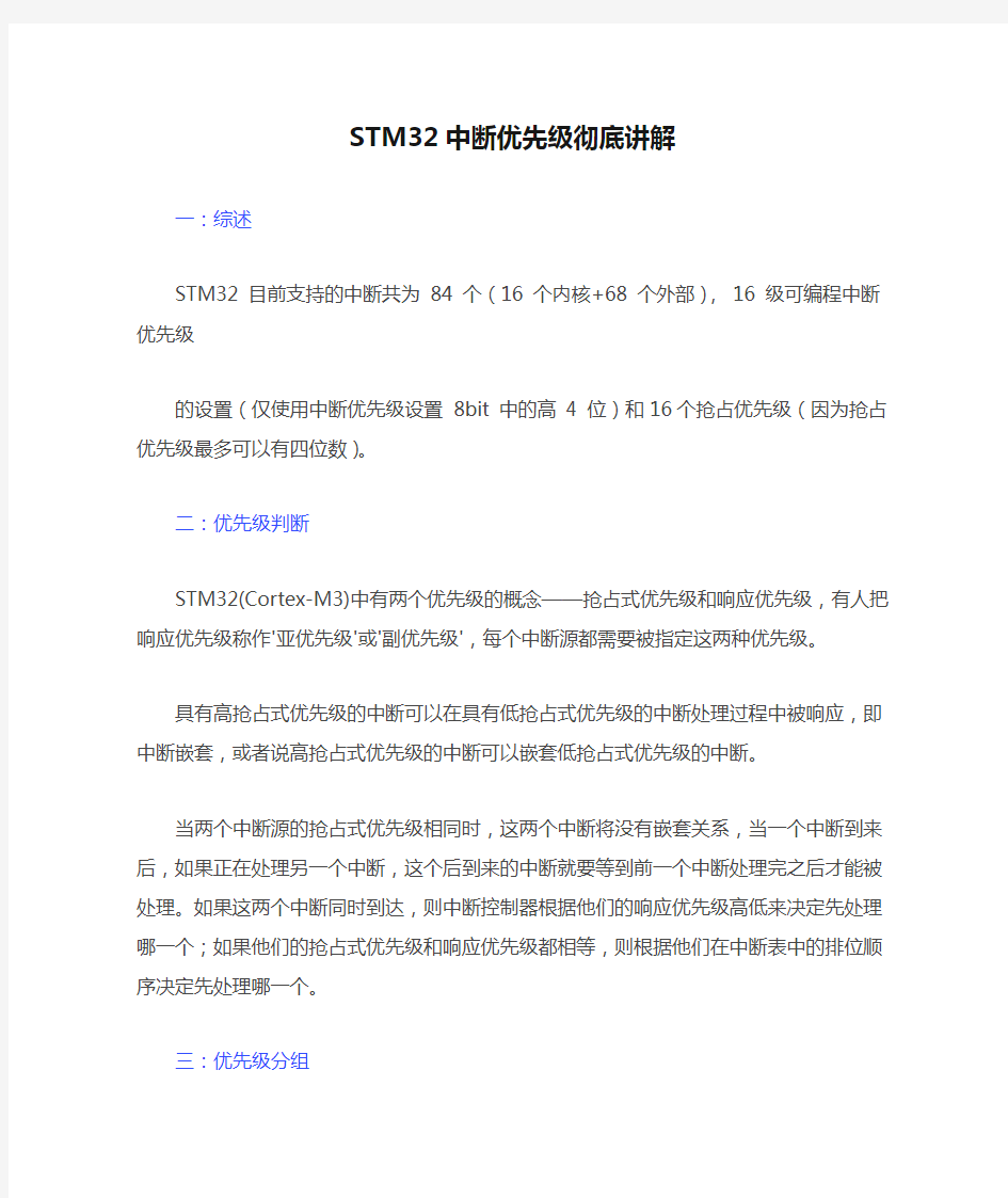 STM32中断优先级彻底讲解