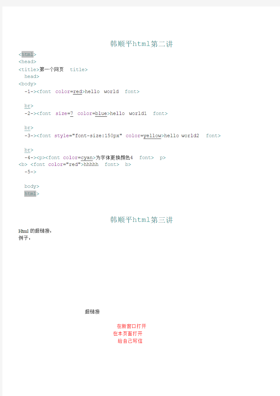 韩顺平 html+(DIV+CSS)+javascript