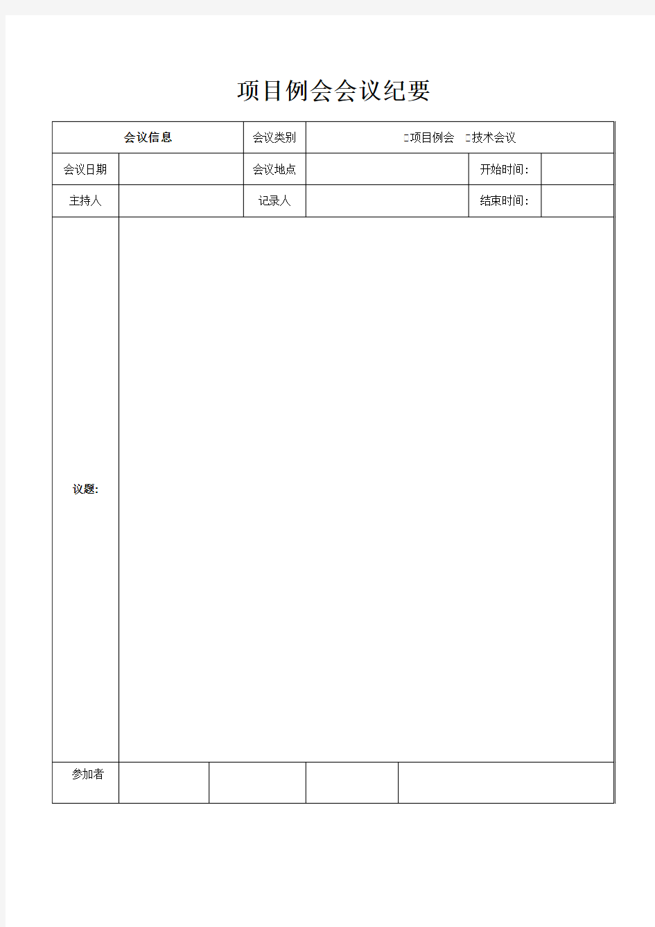 项目例会会议纪要模板