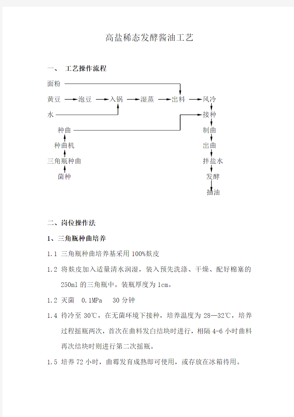 高盐稀态发酵酱油工艺