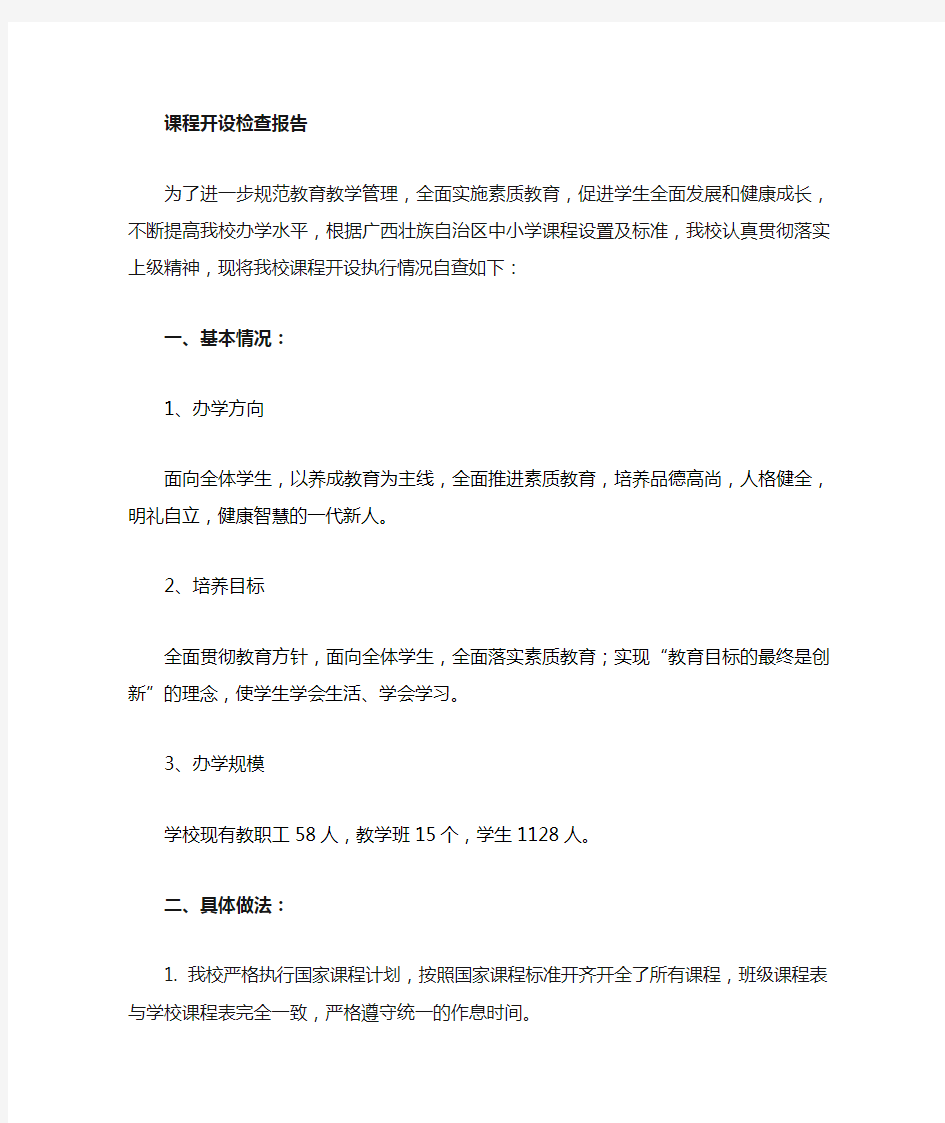 课程开设自查报告