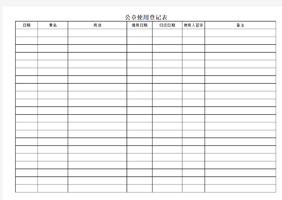 公司使用公章以及资质登记表