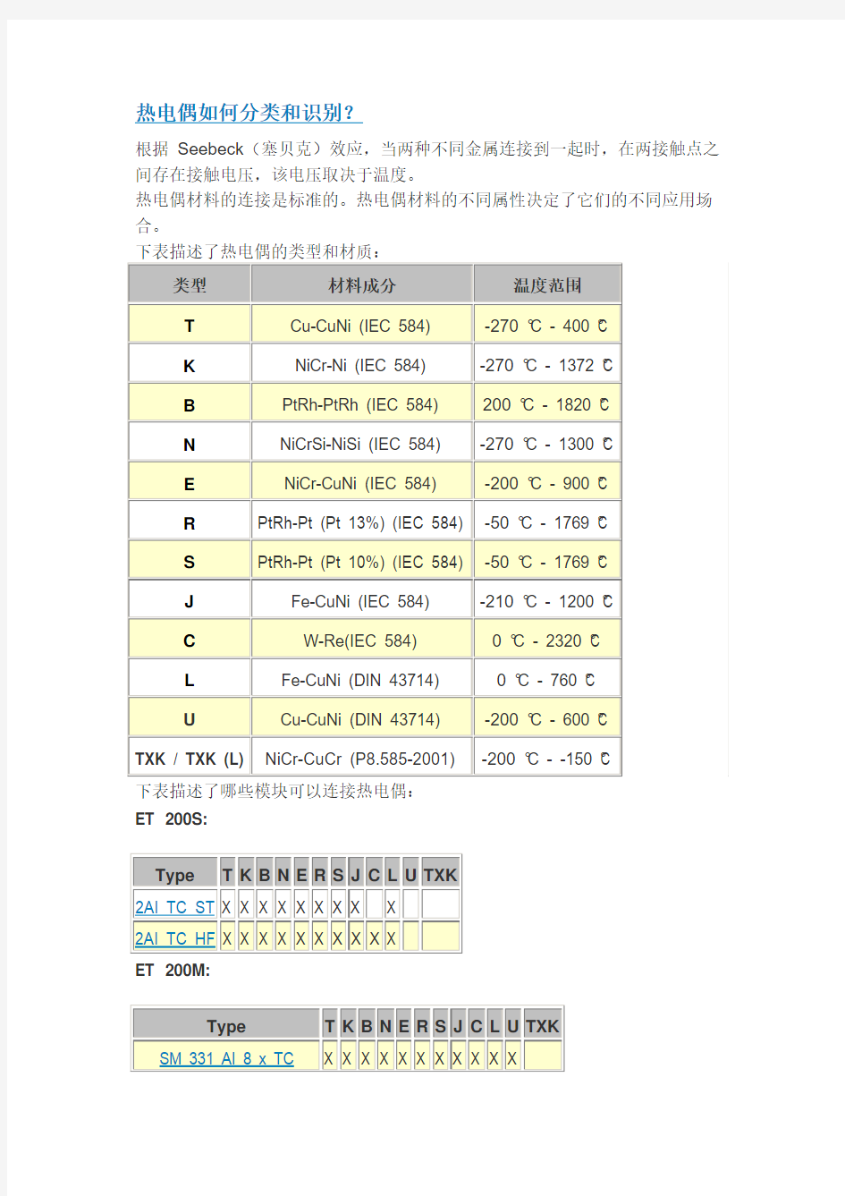 热电偶如何分类和识别