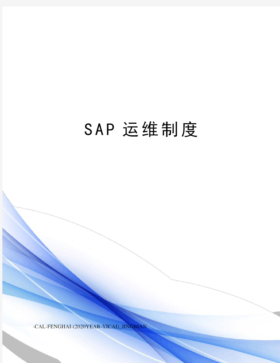 SAP运维制度