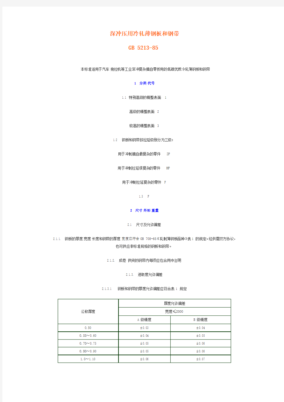 深冲压用冷轧带钢技术标准gb5213-89.doc