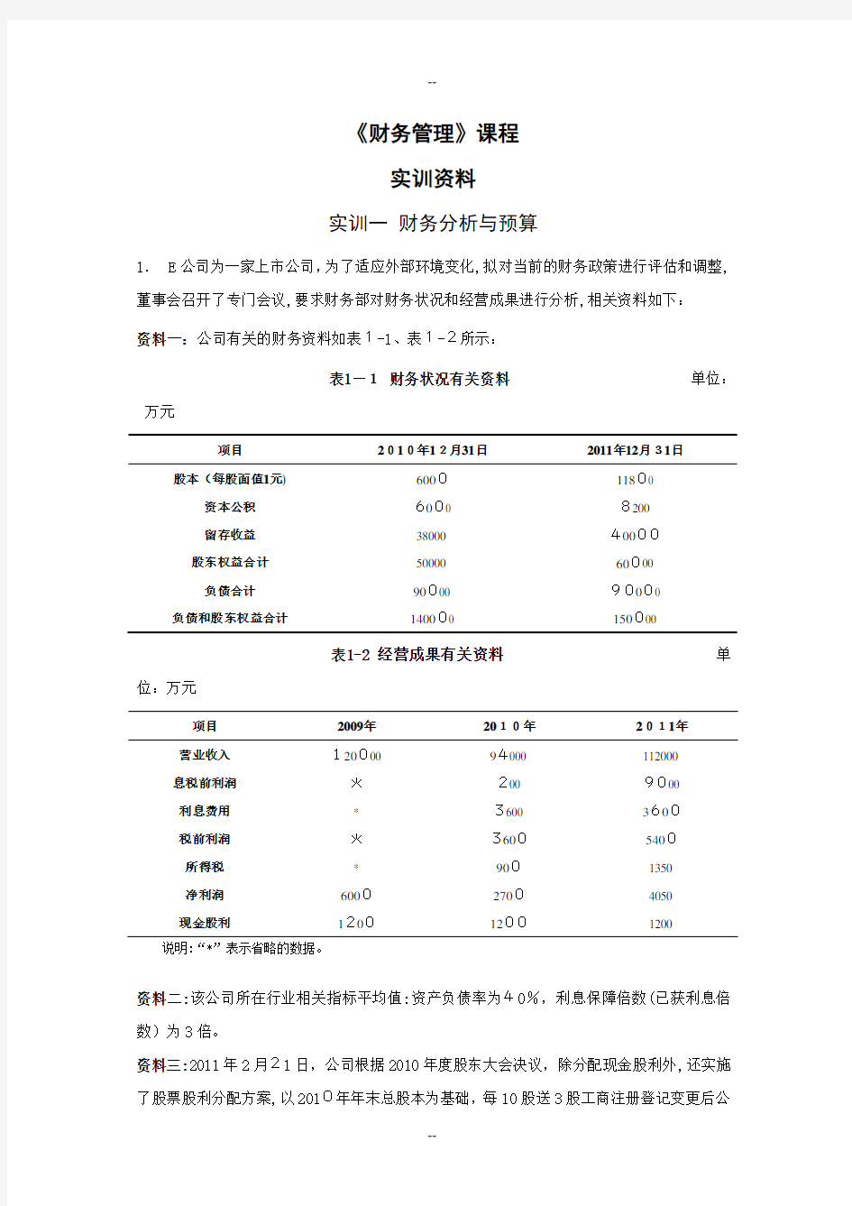 财务管理实训