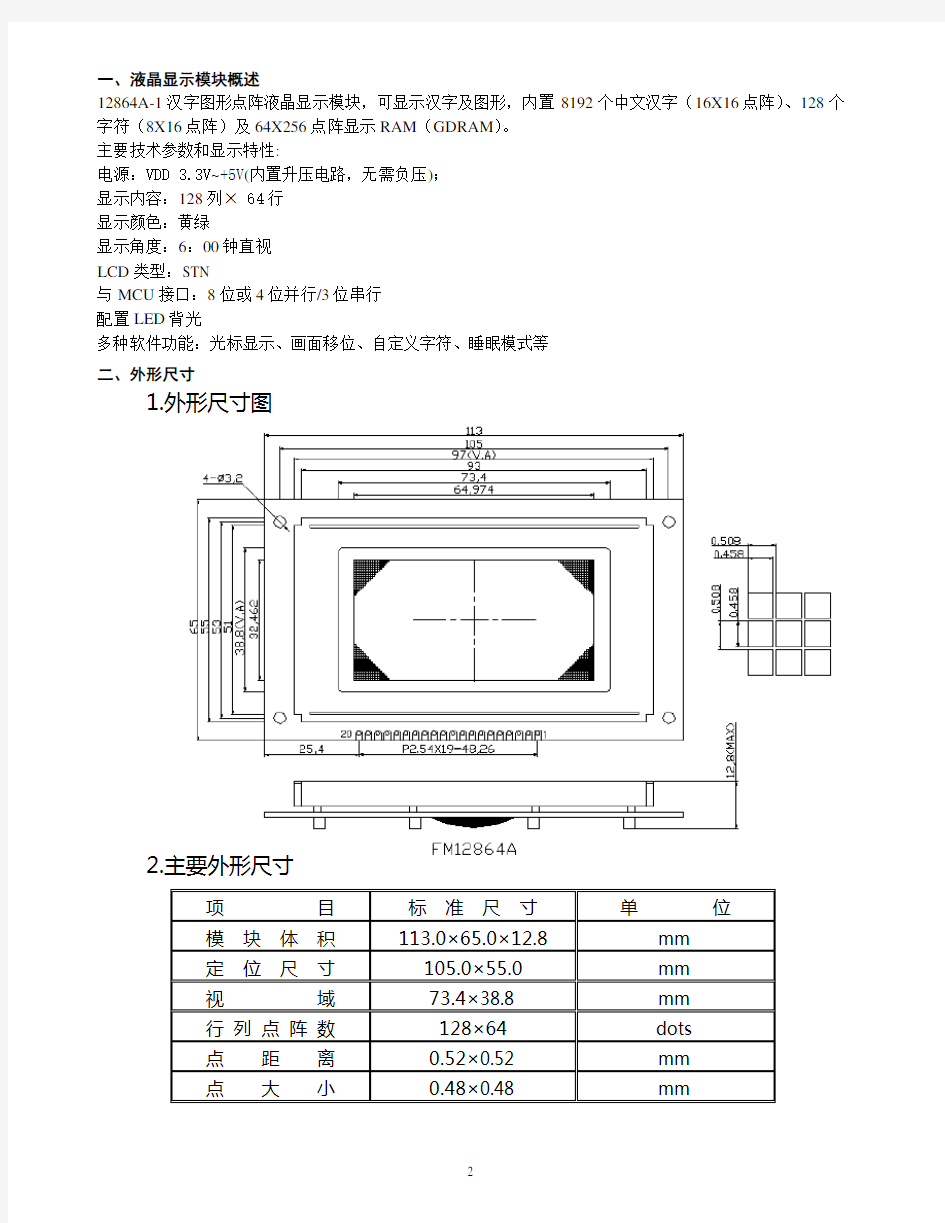 LCD12864液晶显示器中文说明