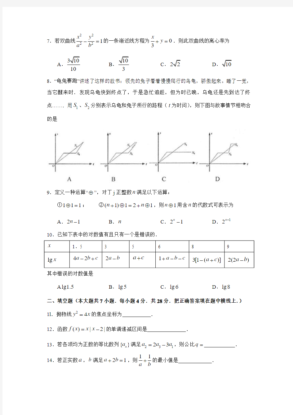 浙江省金丽衢十二校高三第一次联考(数学理)