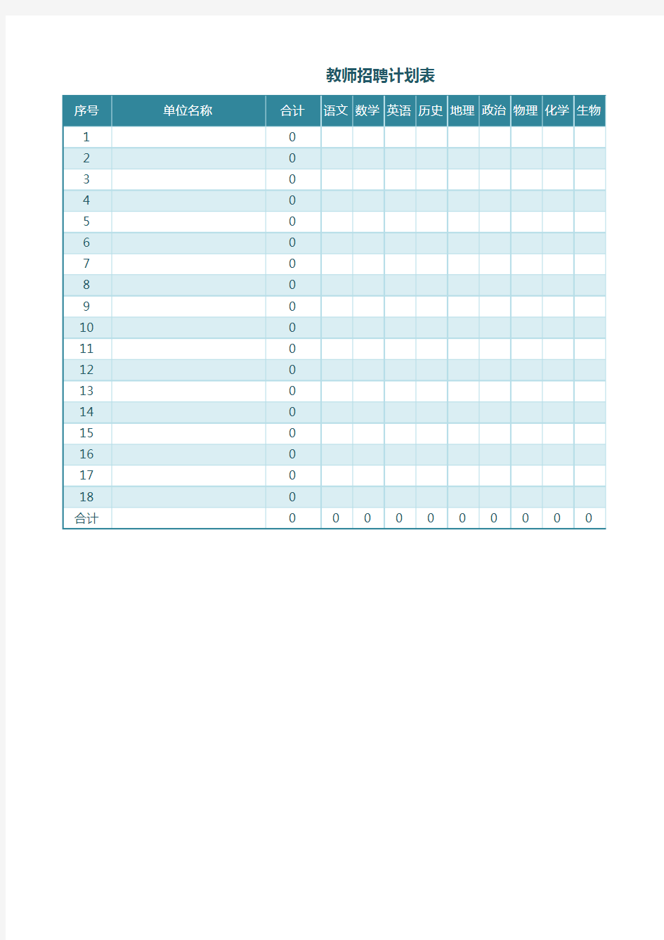 教师招聘计划表