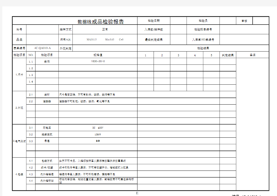 数据线成品检验报告最新