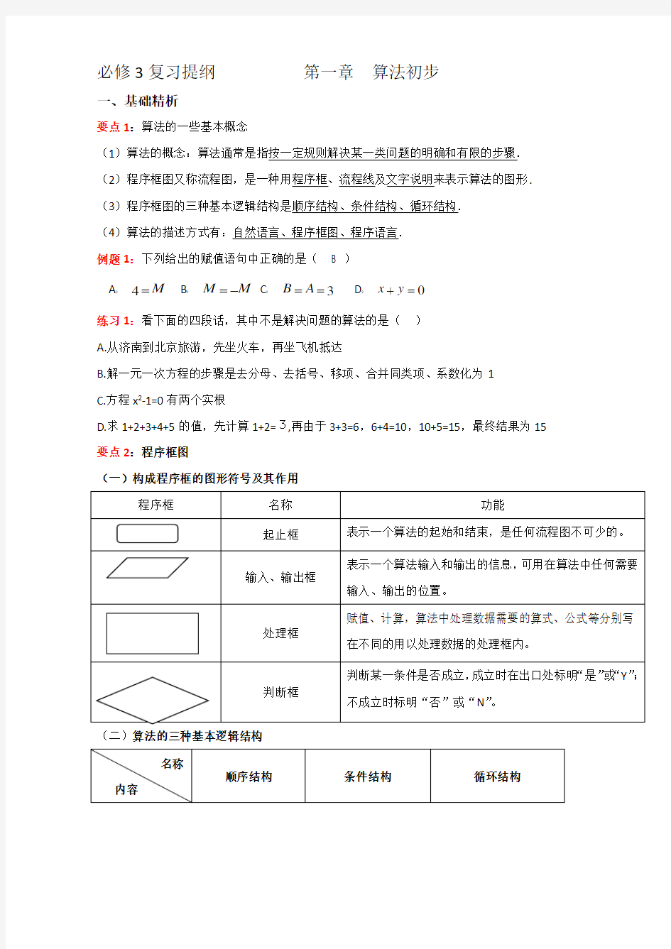 高中数学必修3提纲