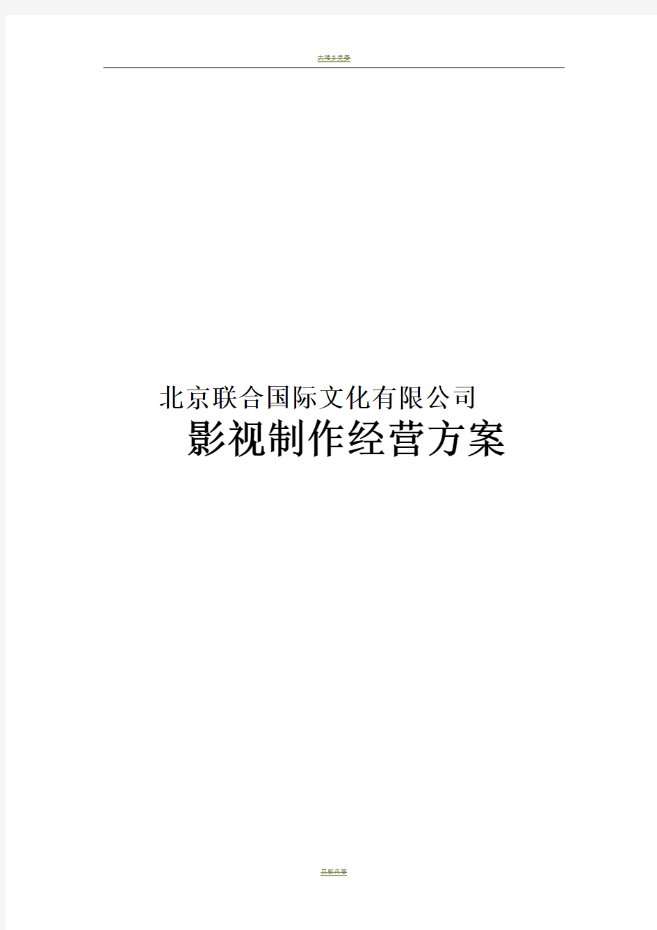 知名影视公司年度经营计划方案