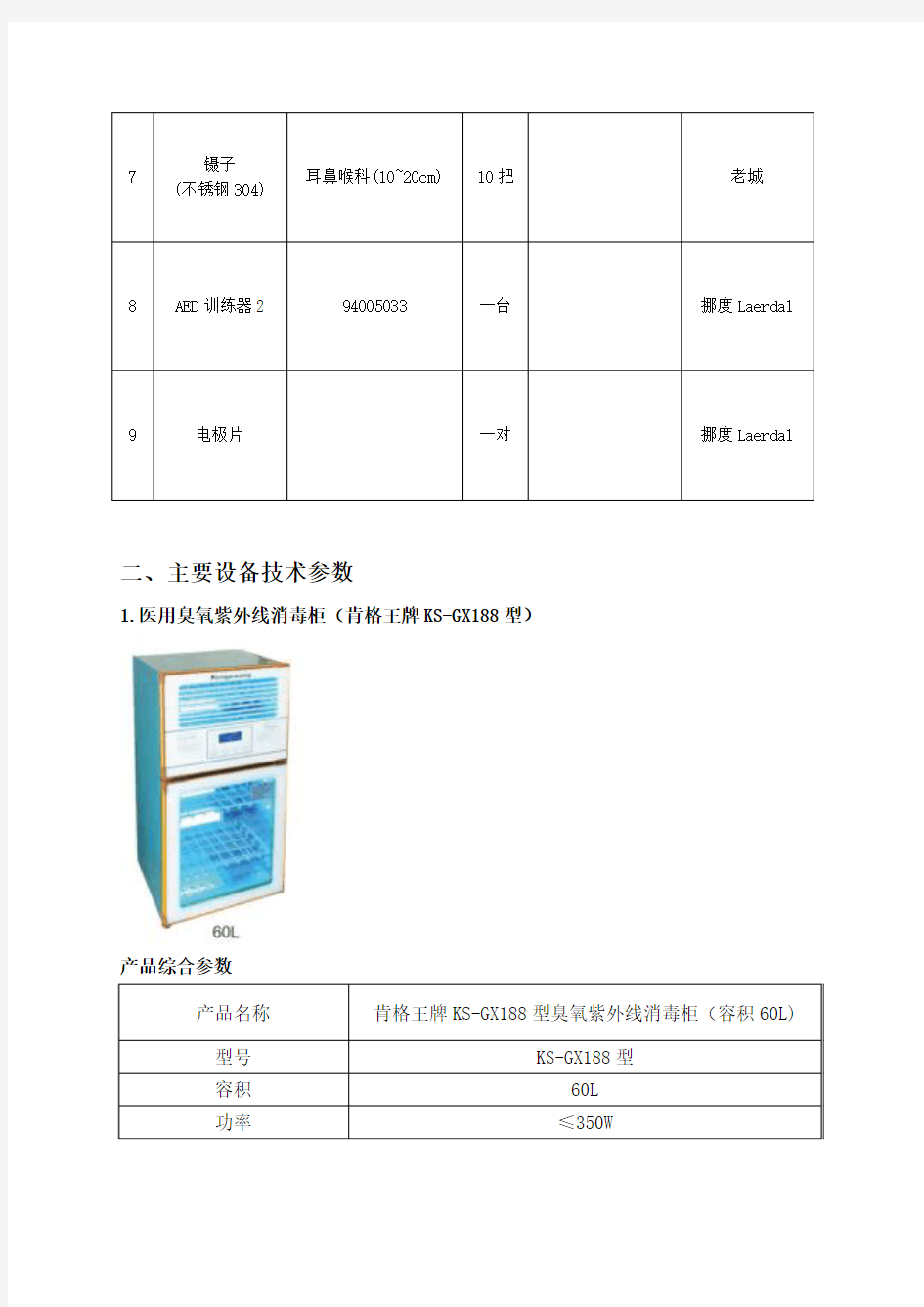 -医疗设备采购清单及参数