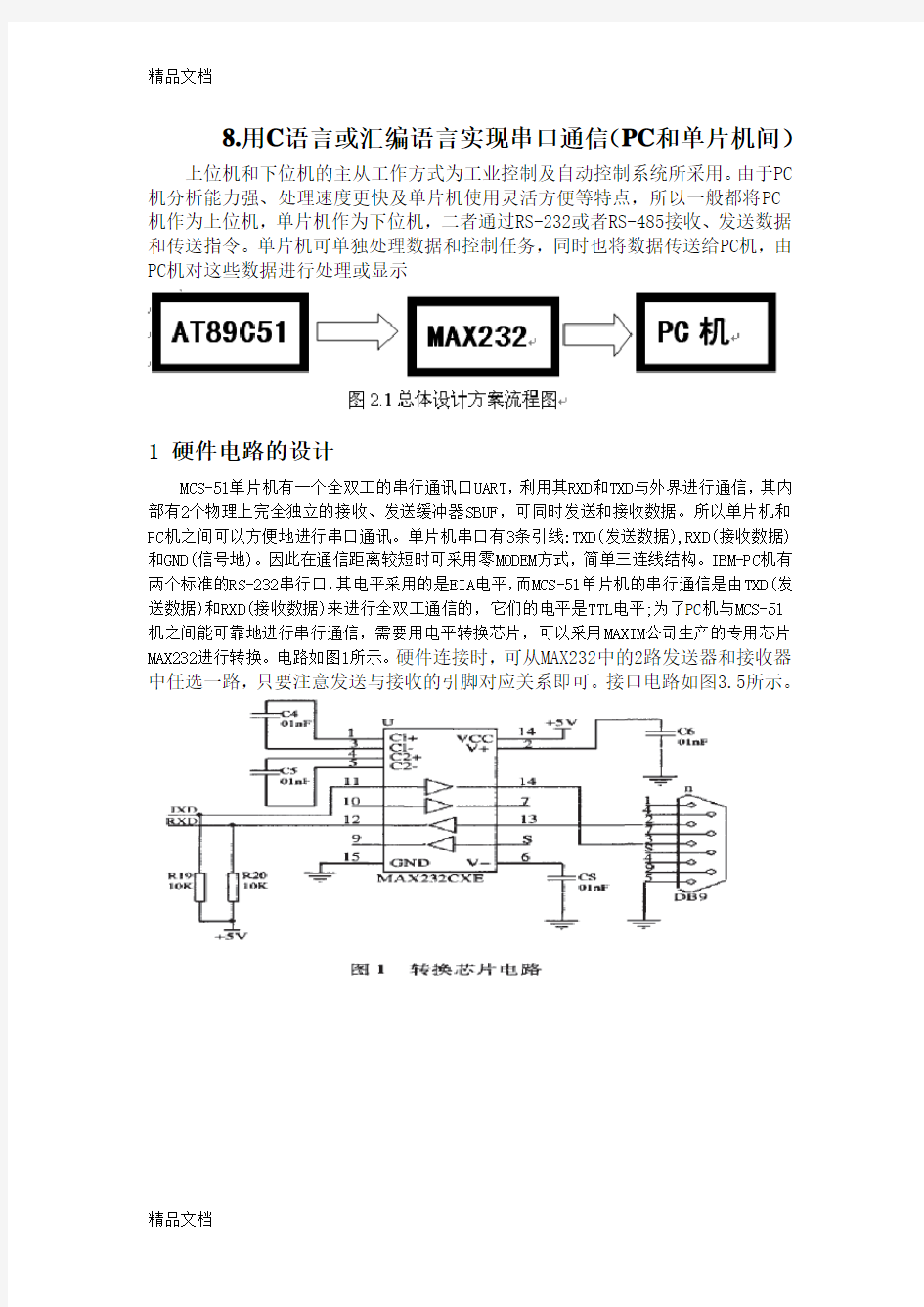 汇编语言实现串口通信(PC和单片机间)资料