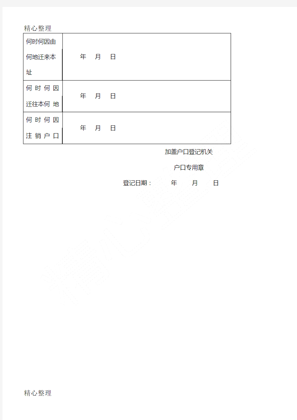 常住人口登记表完美打印版