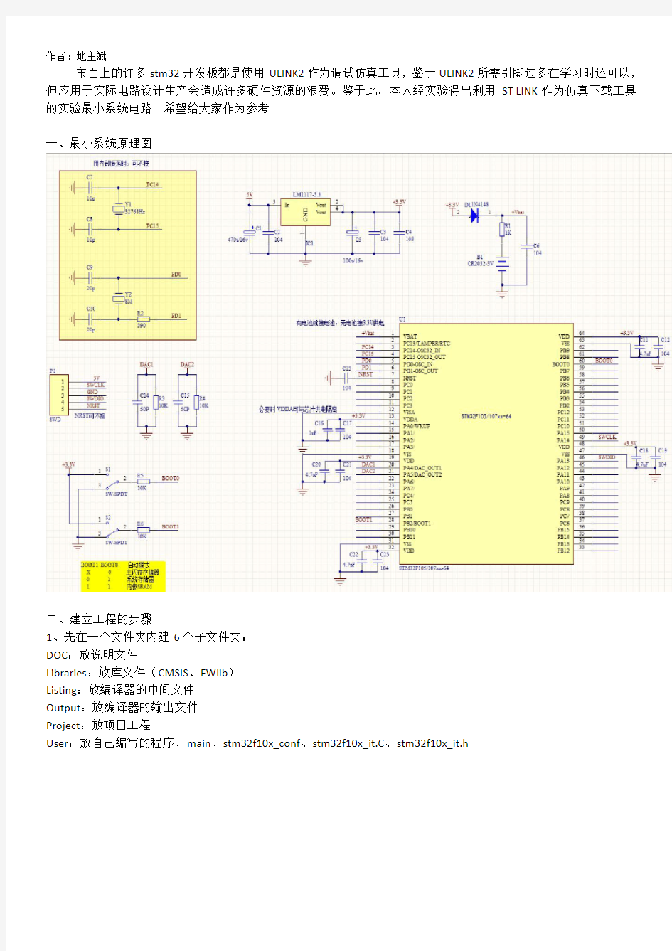 STM32F105RBT6最小系统原理及工程的建立