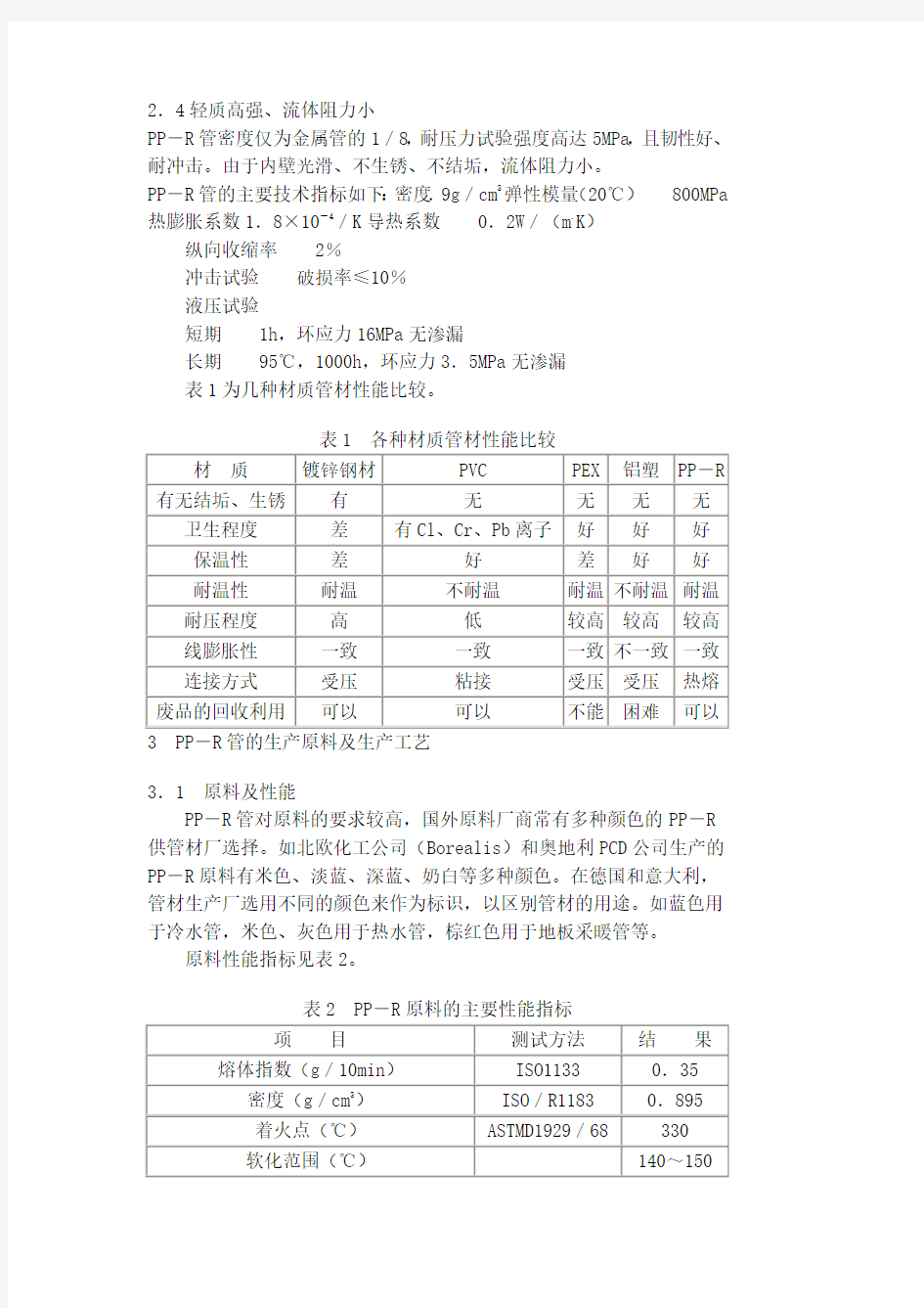 聚丙烯管(PP-R管)生产工艺