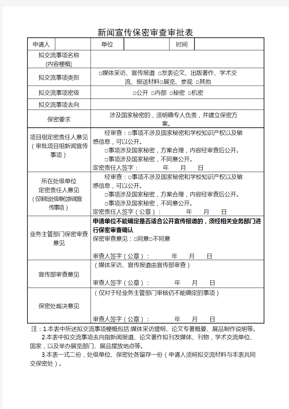 15.新闻宣传保密审查审批表