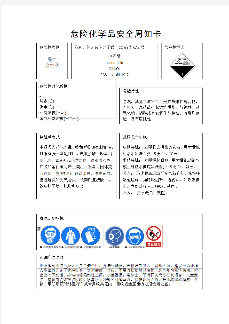 危险化学品安全周知-冰乙酸