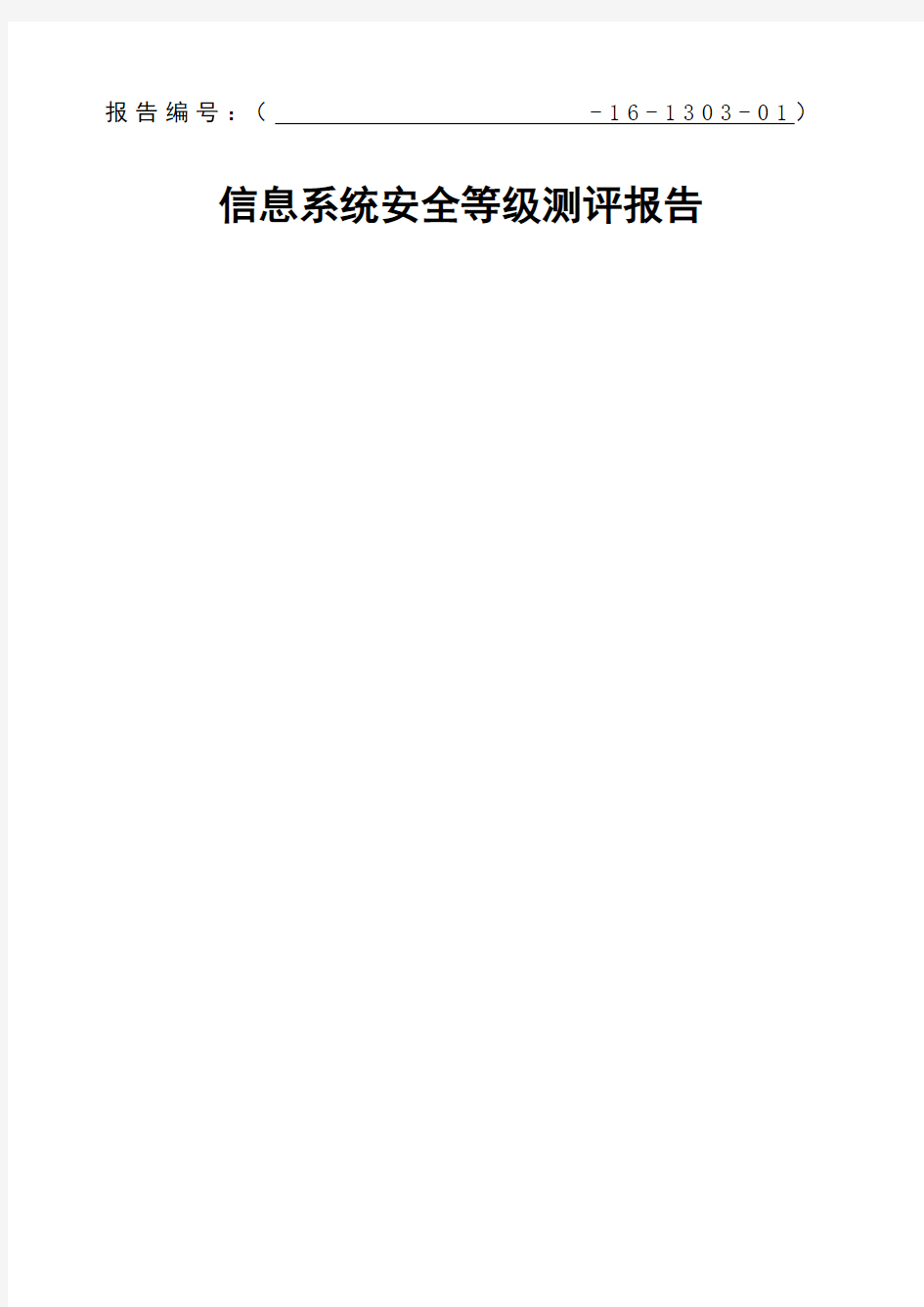 信息系统安全等级保护测评报告