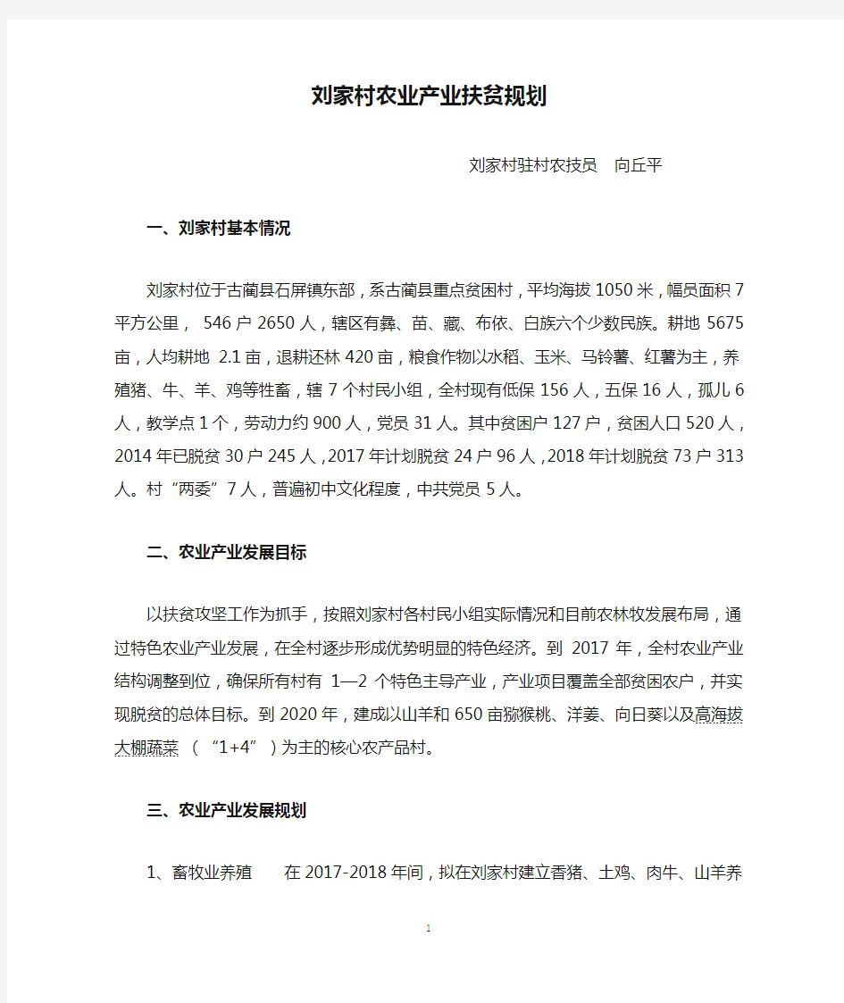 刘家村农业产业扶贫规划