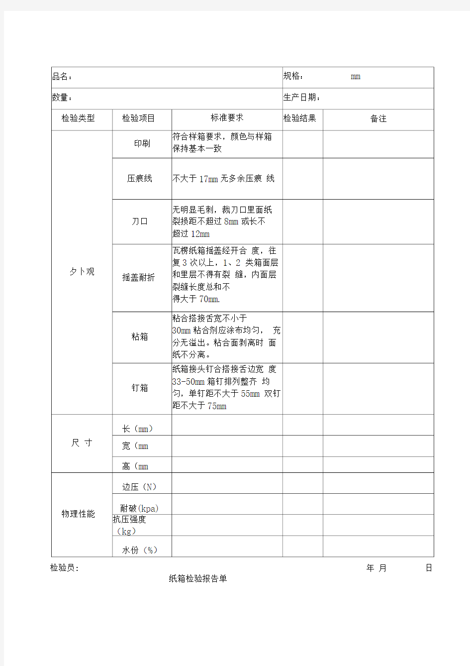 纸箱检测报告