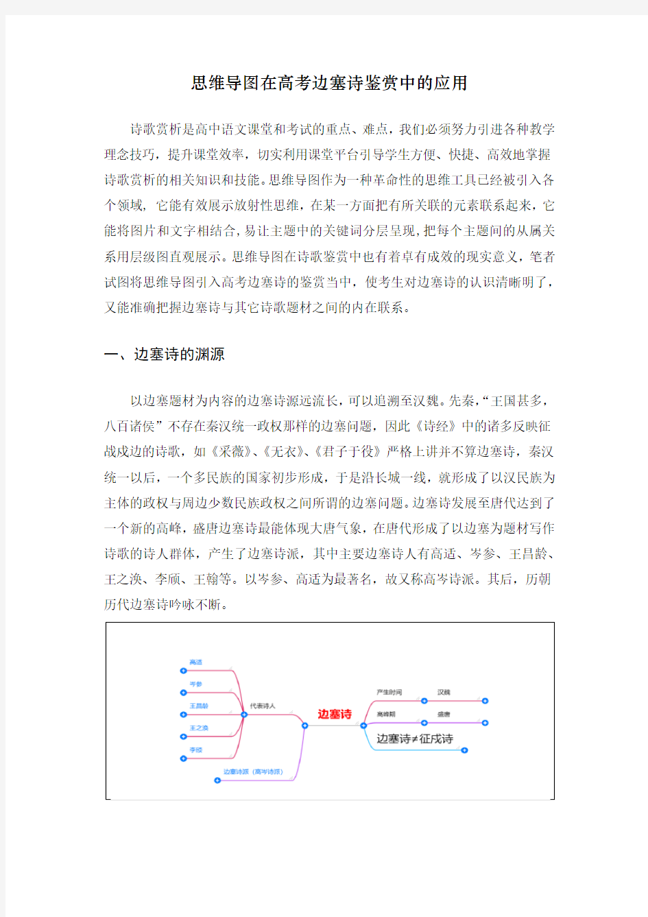 (图)思维导图在高考边塞诗鉴赏中的应用