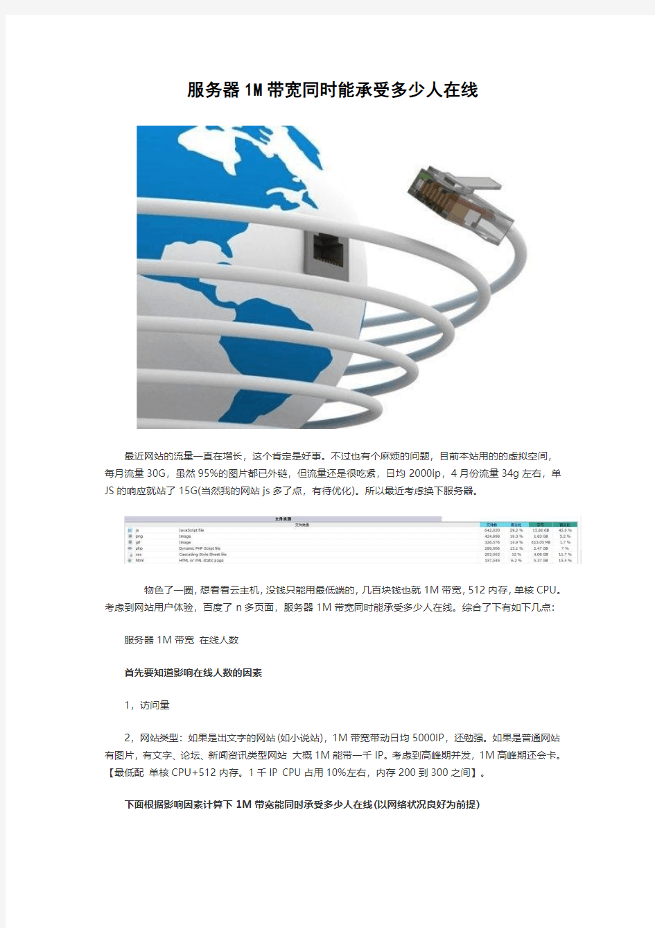 服务器1M带宽同时能承受多少人在线