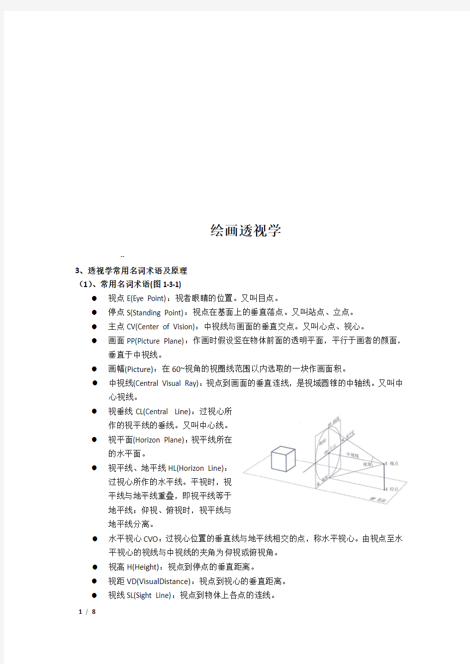 绘画透视学-复习资料