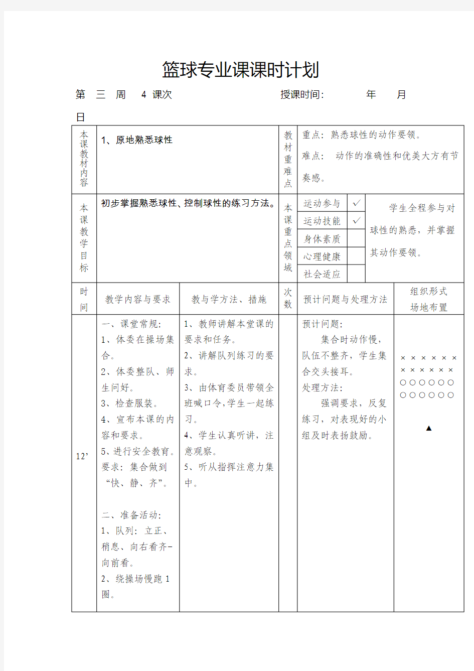 专业课课时计划