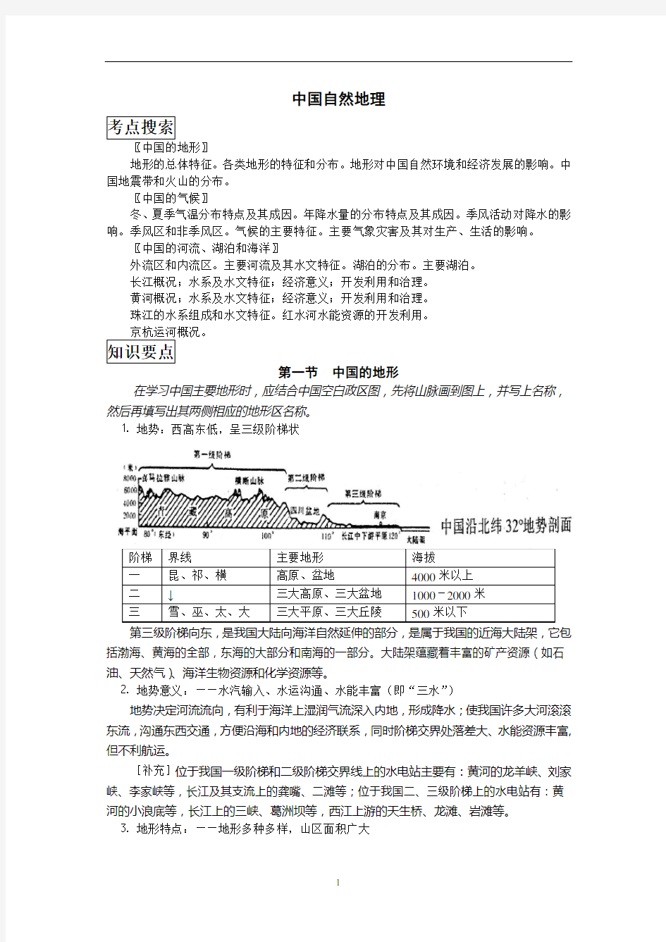 (完整版)中国地理复习笔记归纳总结(特细)