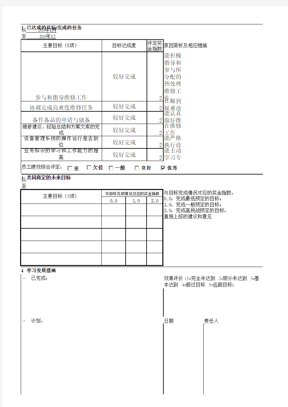 员工个人发展计划表