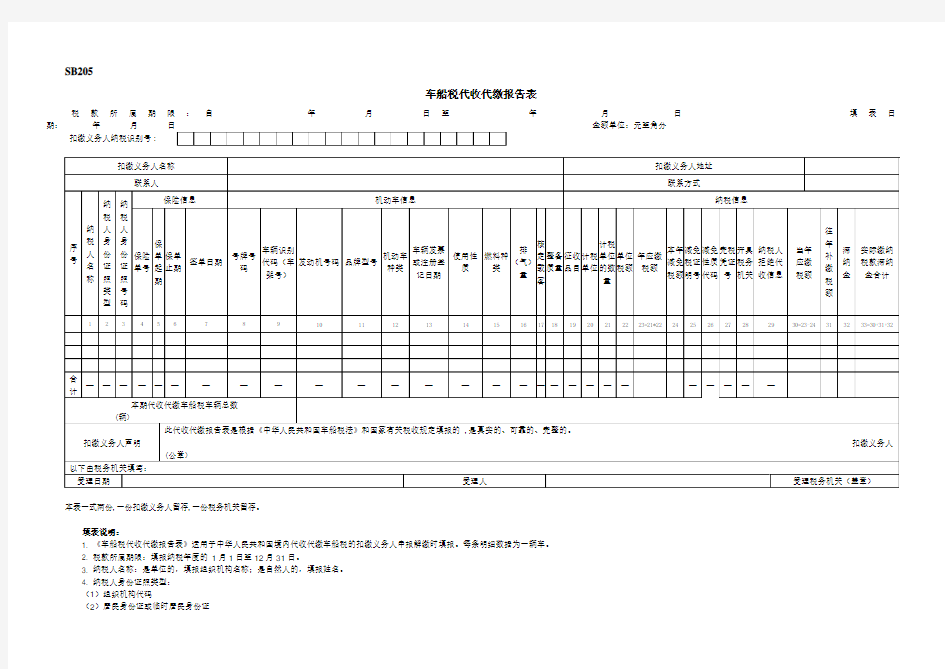 SB205车船税代收代缴报告表