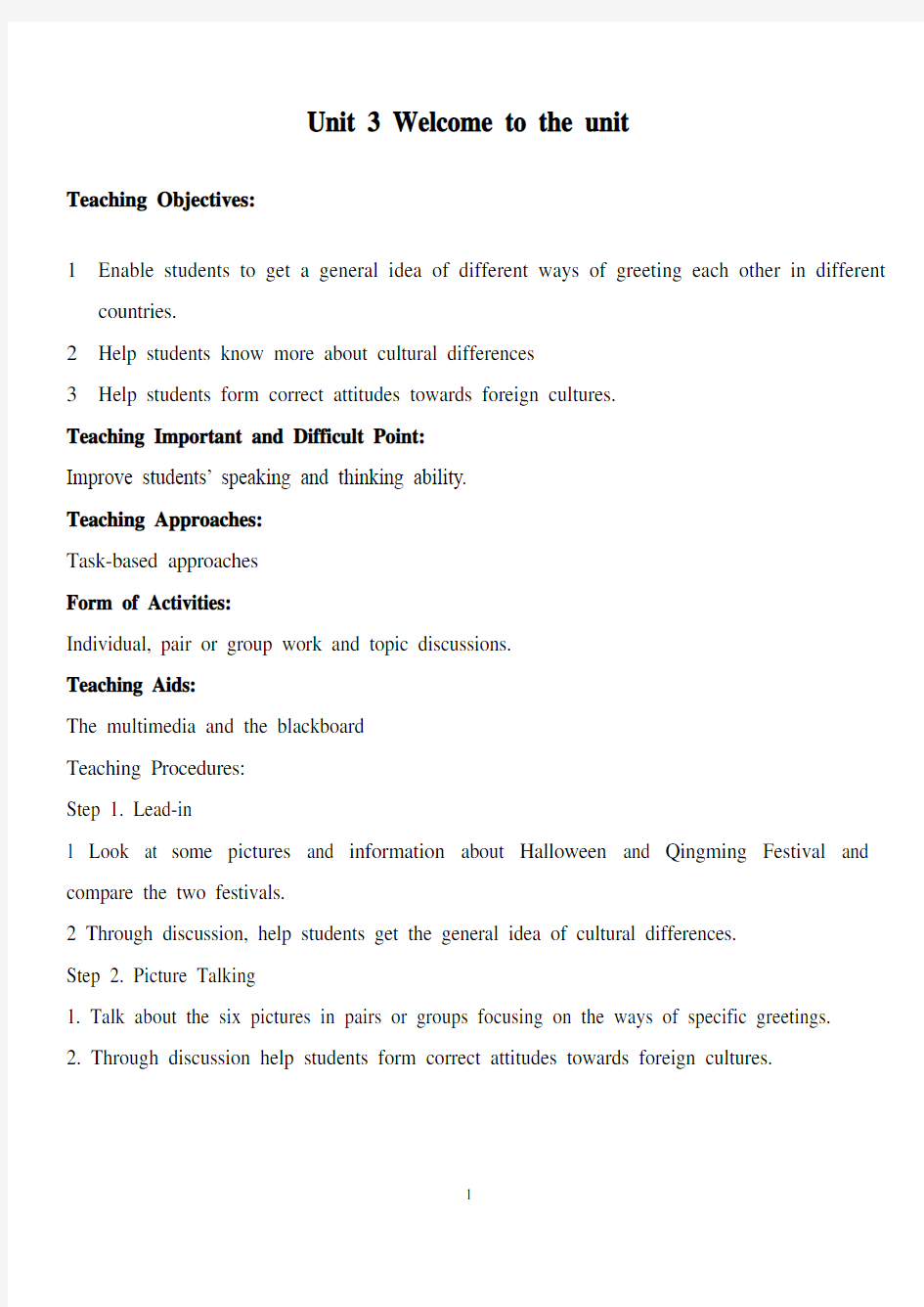 Teaching Plan