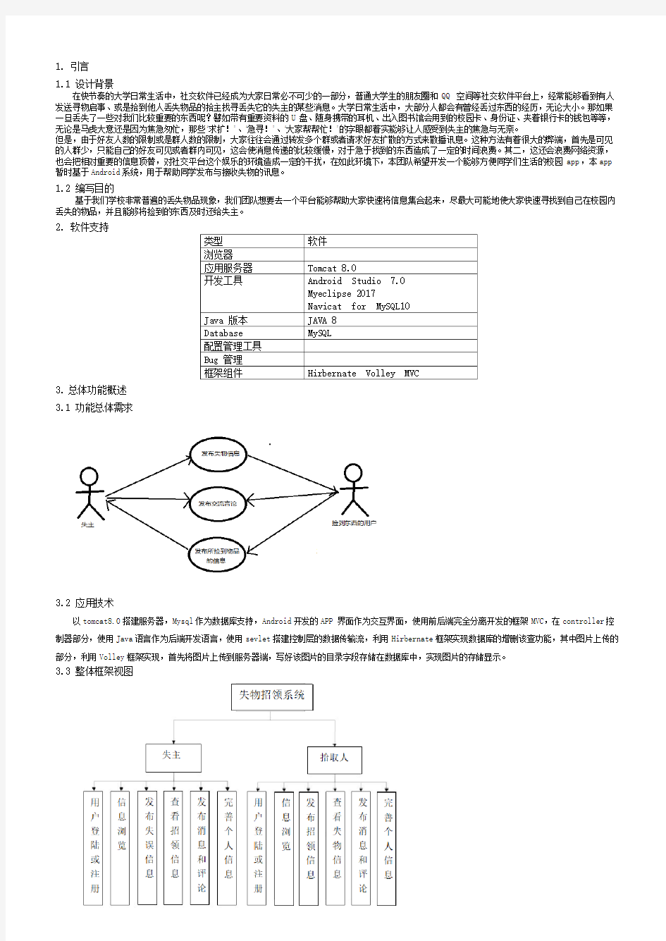 软件开发技术设计文档模板