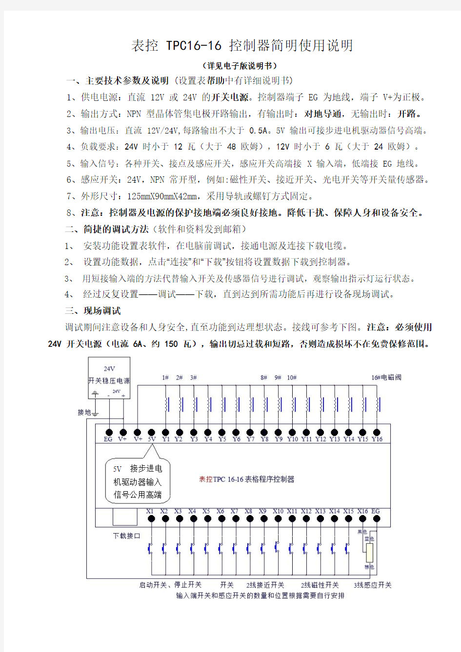 表控 TPC16-16 控制器简明使用说明