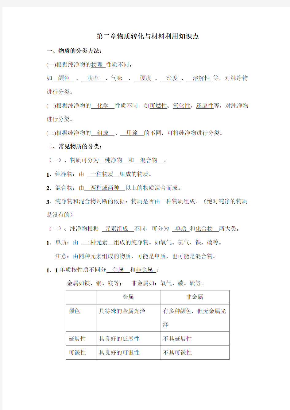 浙教版科学九年级上