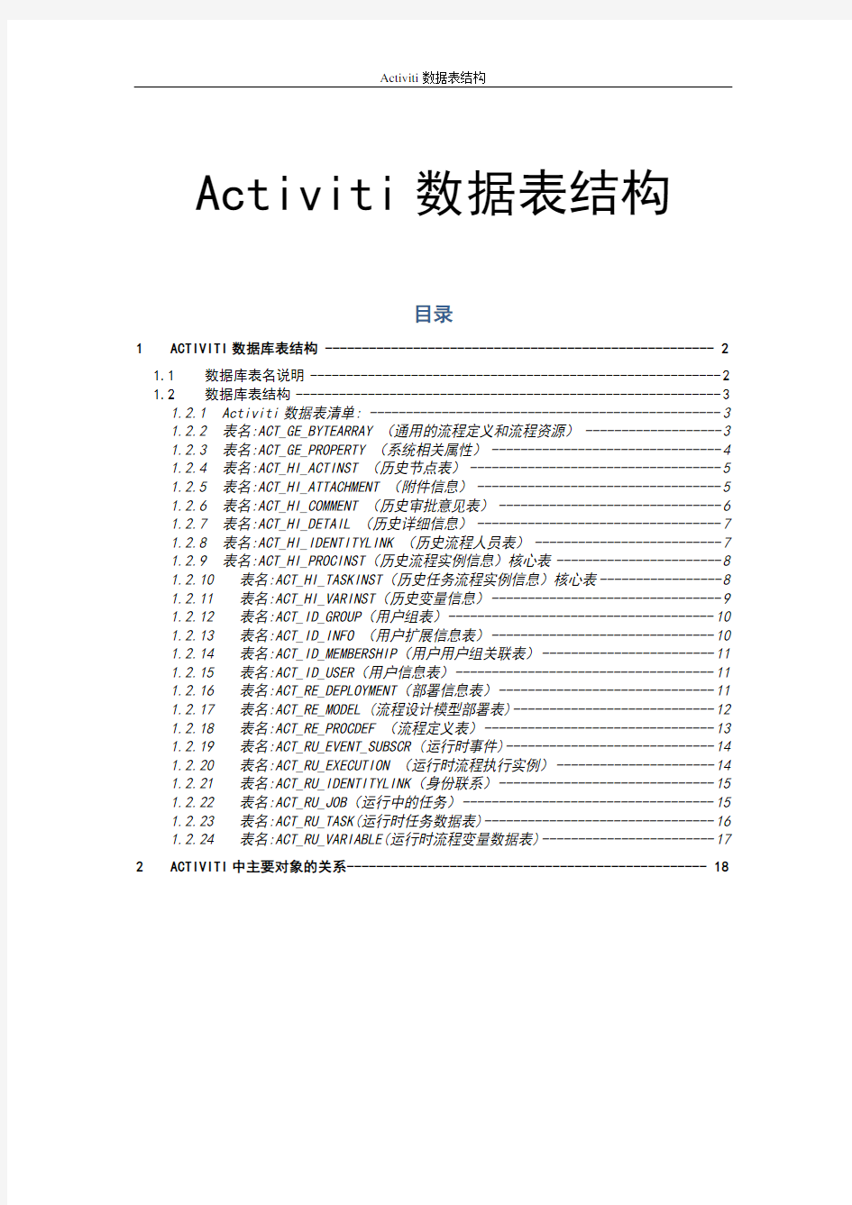 Activiti工作流数据库表结构