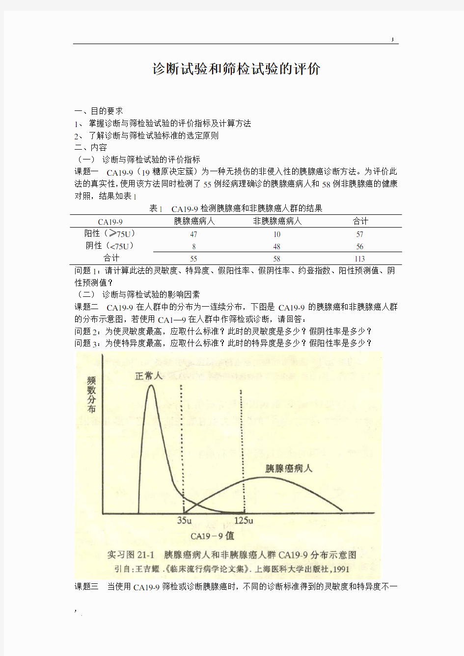 诊断试验和筛检试验的评价