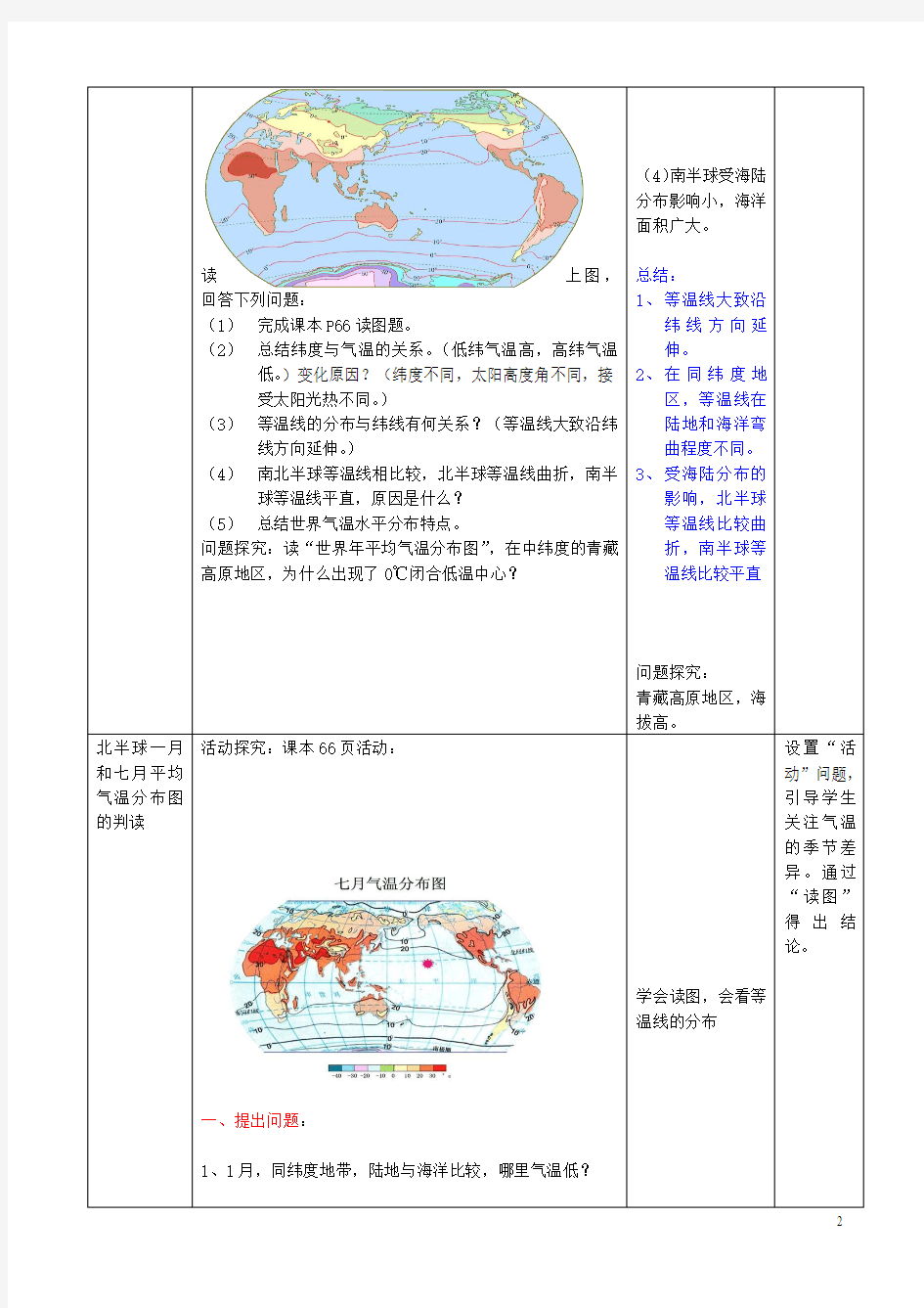 七年级地理上册4.2《气温的变化与差异》(第2课时)教案商务星球版剖析