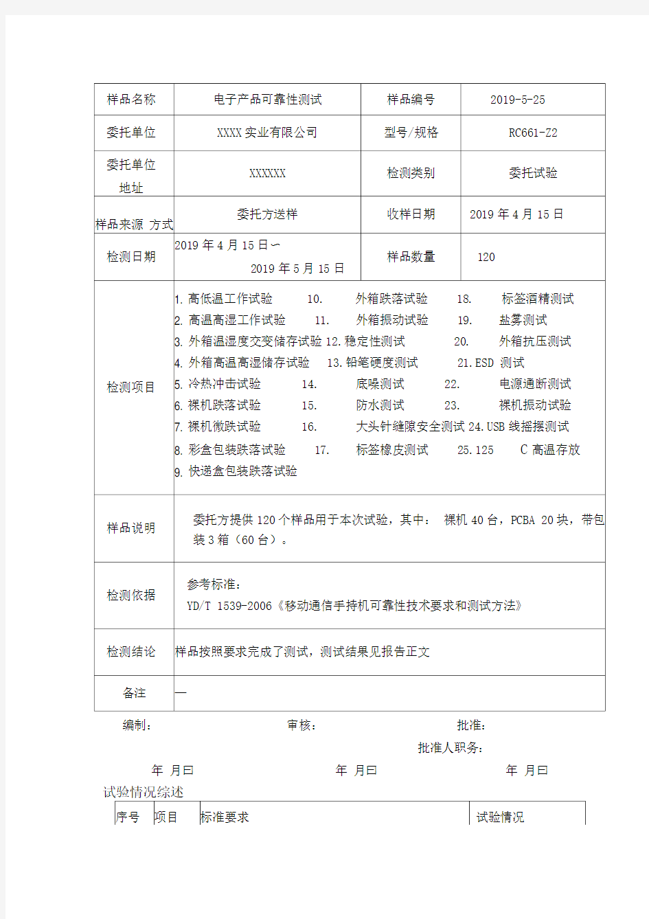 电子产品可靠性测试报告