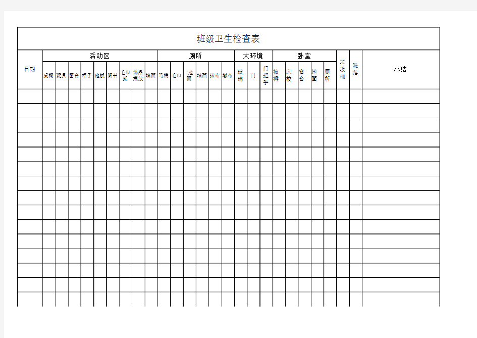 幼儿园卫生检查表