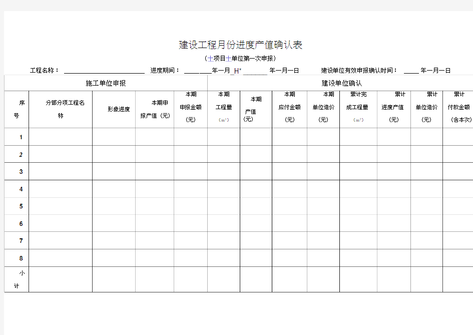 5.工程进度产值确认表